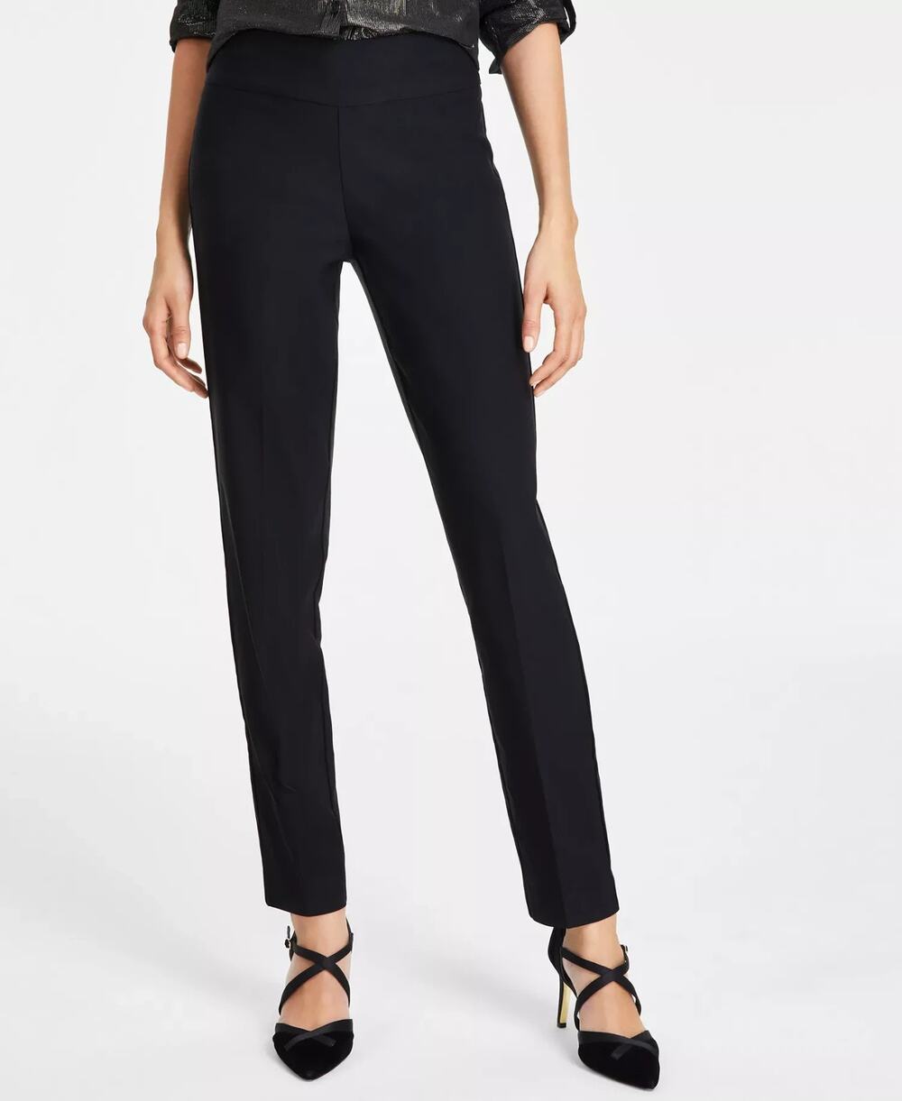 Gloria Vanderbilt Women's Tummy-Control Pull-On Slim Trousers Black Size 18 3914